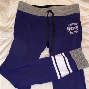VS Pink Navy Blue Leggings with grey accents